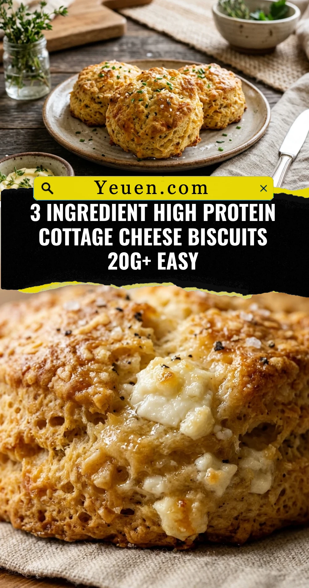 3 Ingredient High Protein Cottage Cheese Biscuits 20g+ Easy