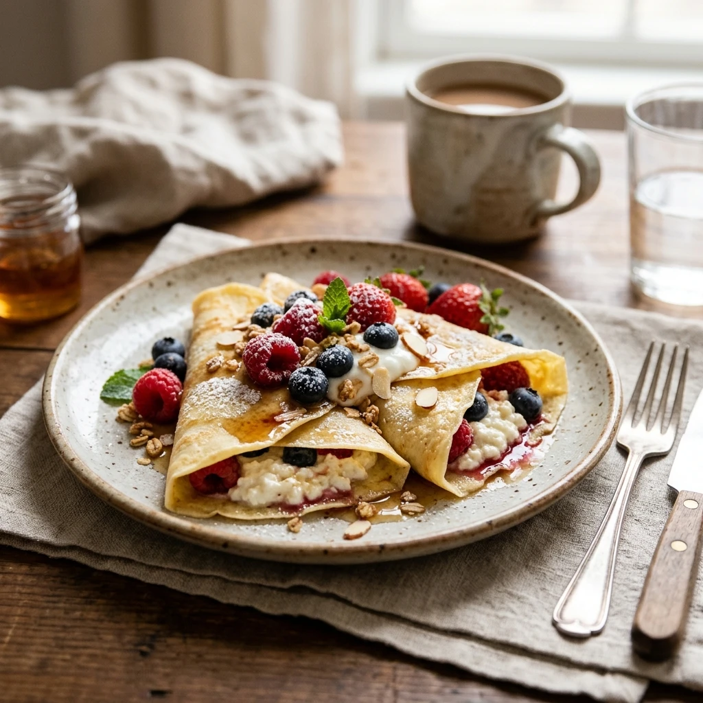 3 Ingredient High Protein Cottage Cheese Crepes 20g+ Easy