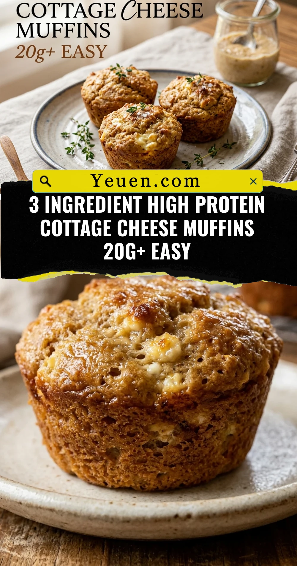 3 Ingredient High Protein Cottage Cheese Muffins 20g+ Easy