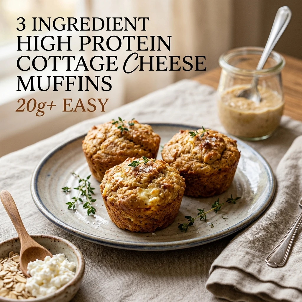 3 Ingredient High Protein Cottage Cheese Muffins 20g+ Easy
