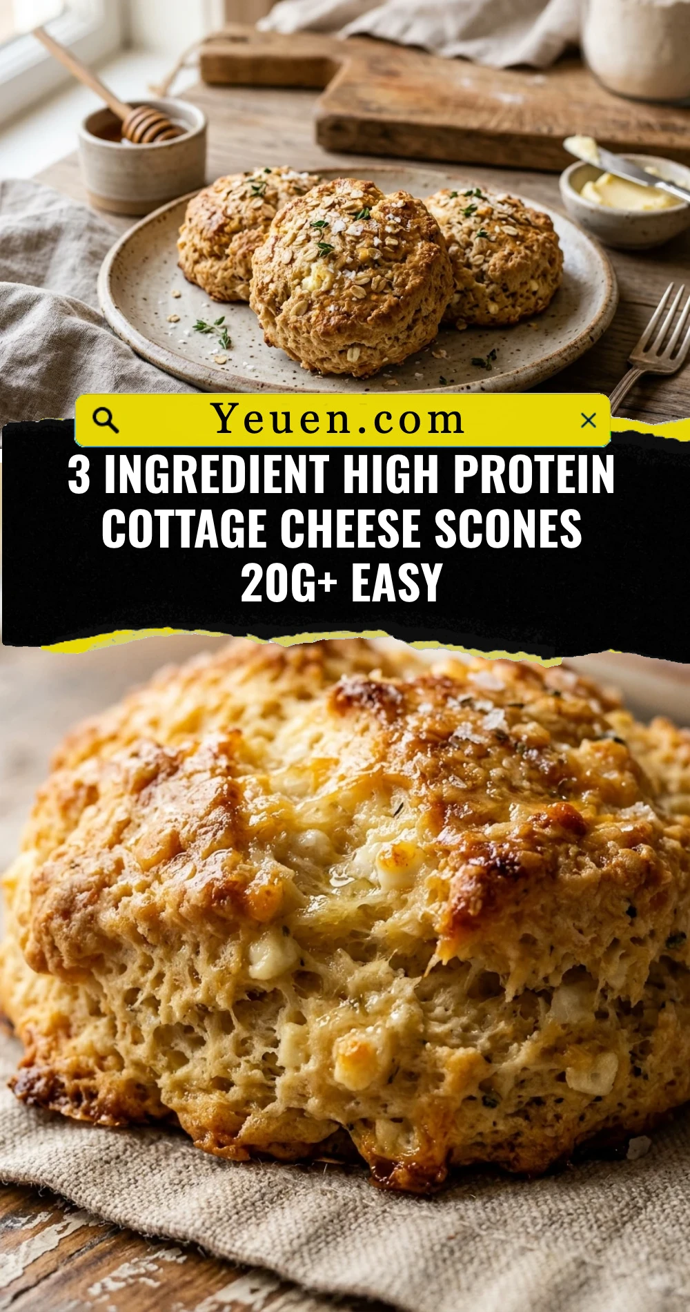 3 Ingredient High Protein Cottage Cheese Scones 20g+ Easy