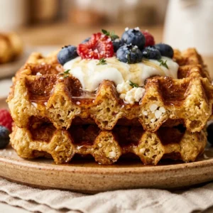 3 Ingredient High Protein Cottage Cheese Waffles 20g+ Easy