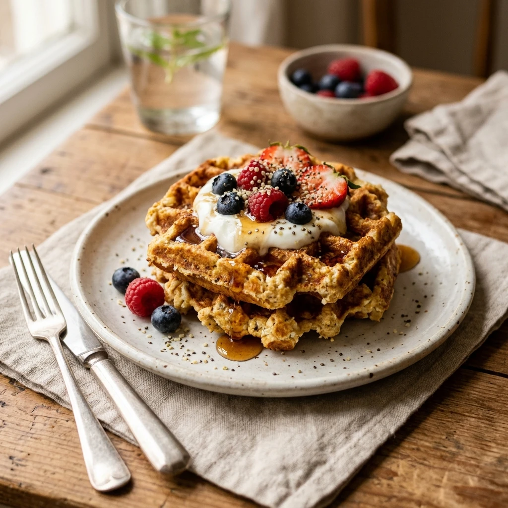 3 Ingredient High Protein Cottage Cheese Waffles 20g+ Easy