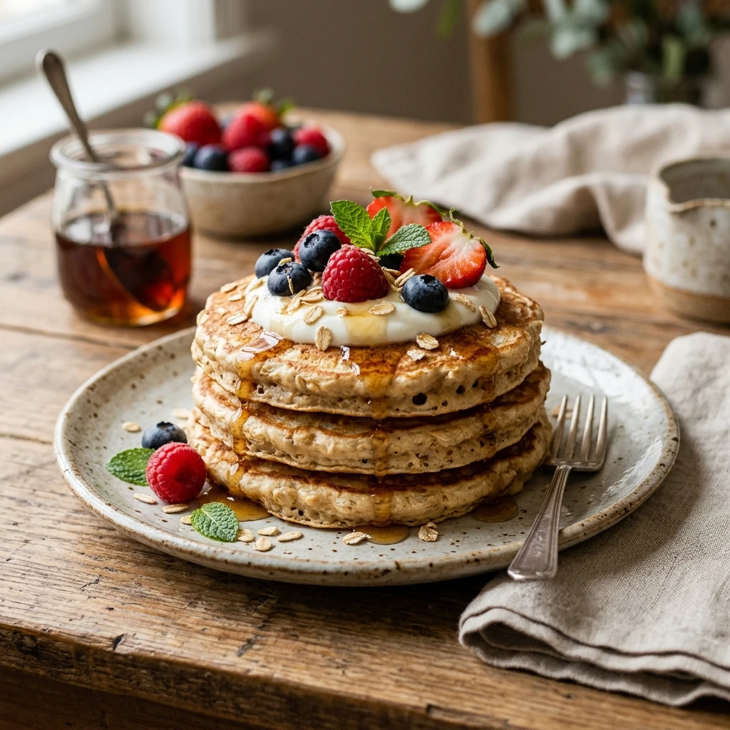 3 Ingredient Oat Pancakes Easy No Flour Fluffy Perfect Stack