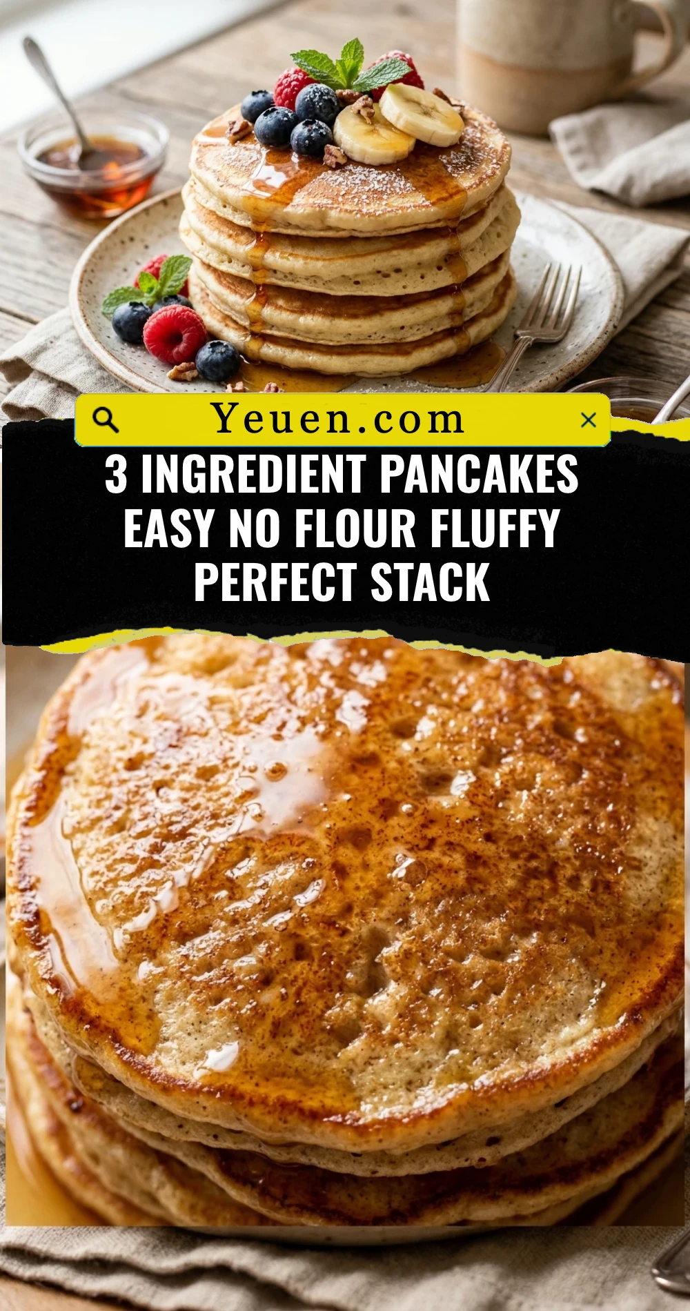 3 Ingredient Pancakes Easy No Flour Fluffy Perfect Stack