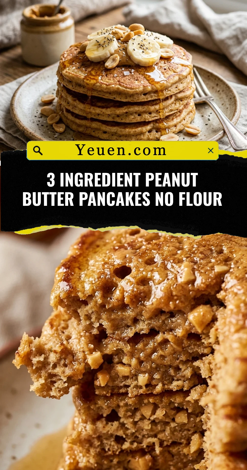 3 Ingredient Peanut Butter Pancakes No Flour