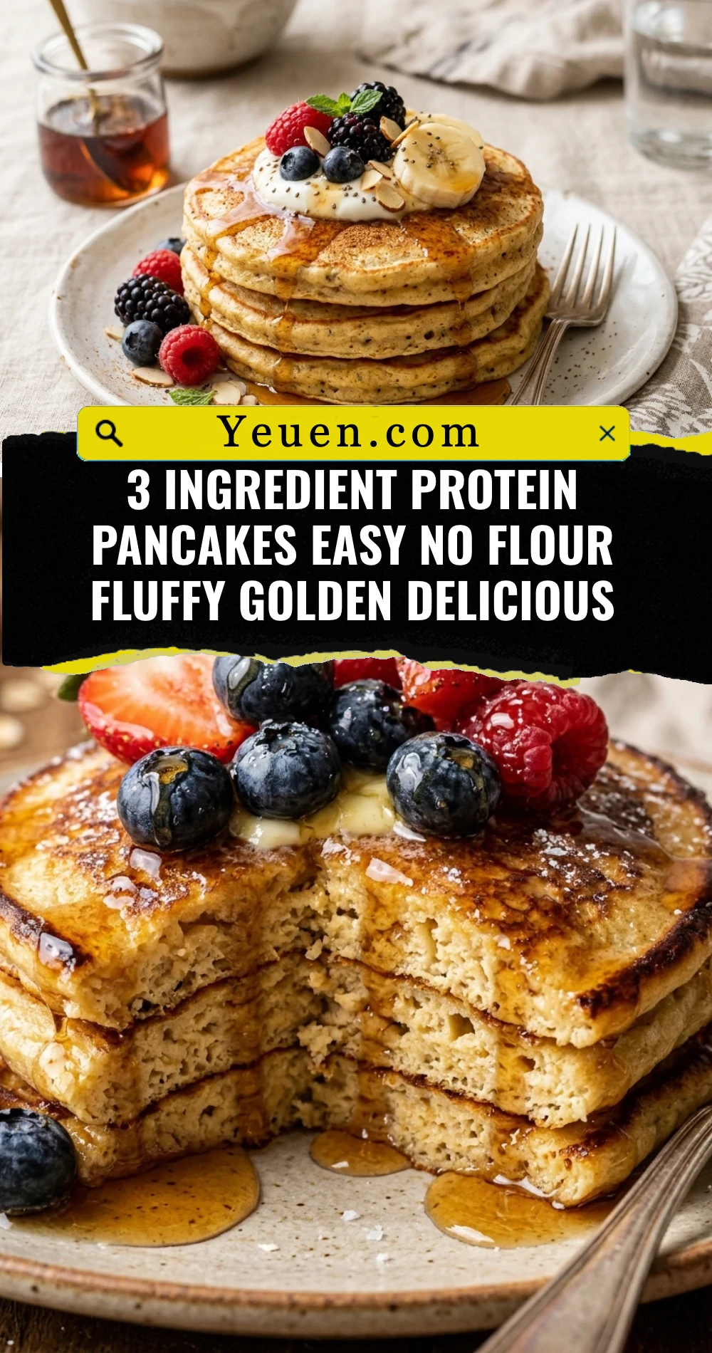 3 Ingredient Protein Pancakes Easy No Flour Fluffy Golden Delicious