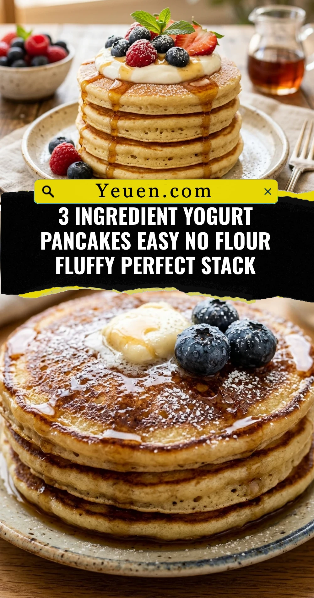 3 Ingredient Yogurt Pancakes Easy No Flour Fluffy Perfect Stack