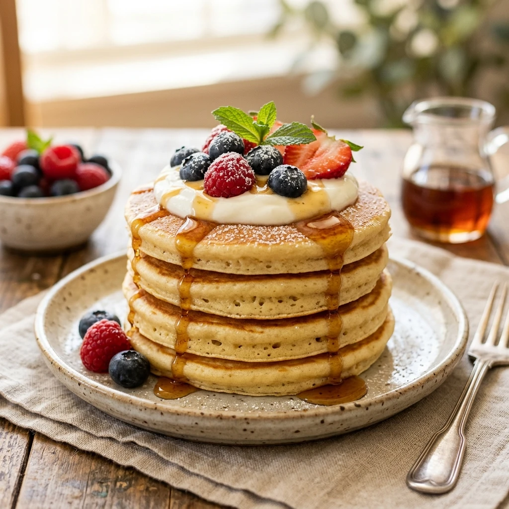 3 Ingredient Yogurt Pancakes Easy No Flour Fluffy Perfect Stack