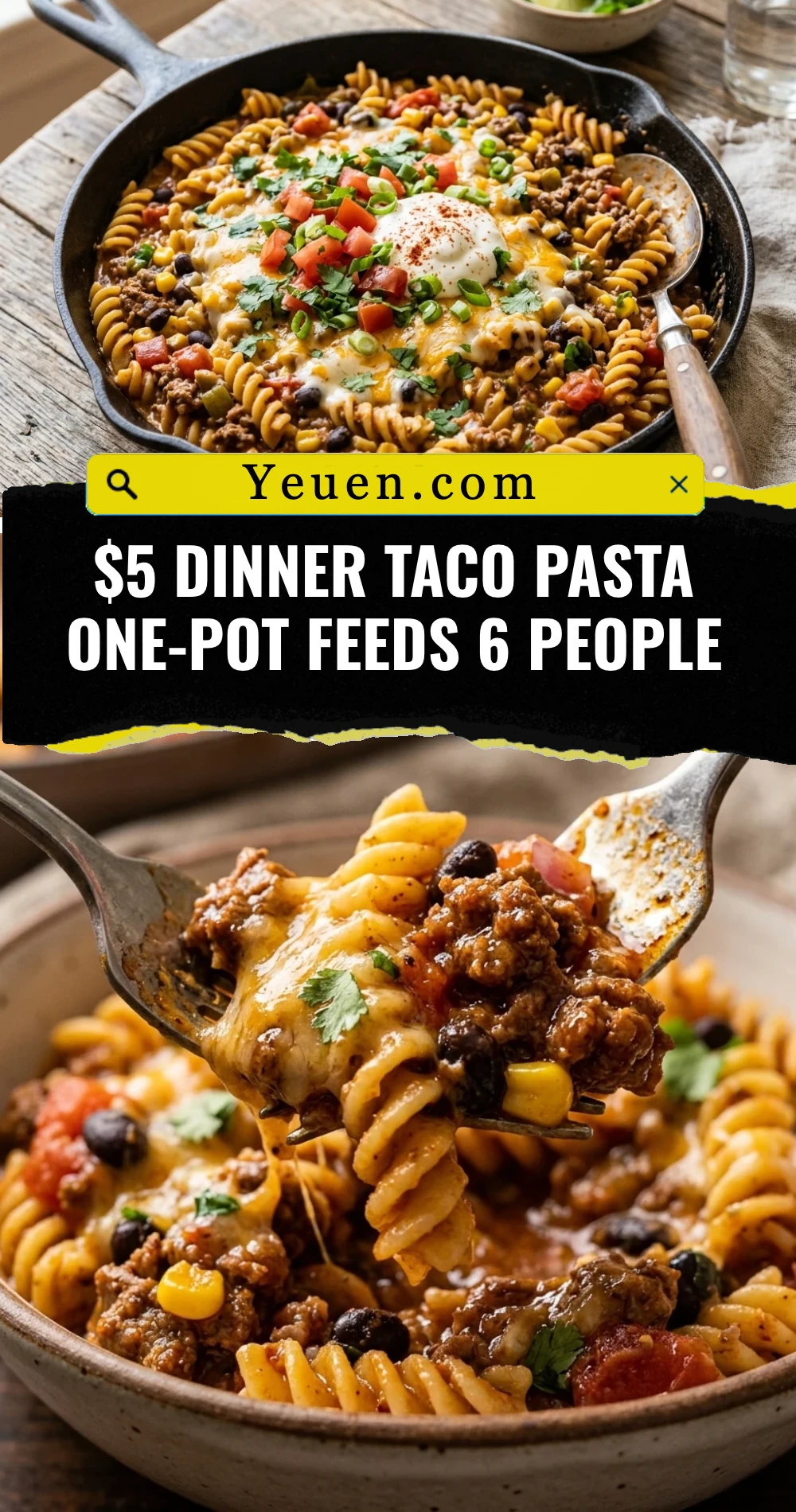 $5 Dinner Taco Pasta One-Pot Feeds 6 People