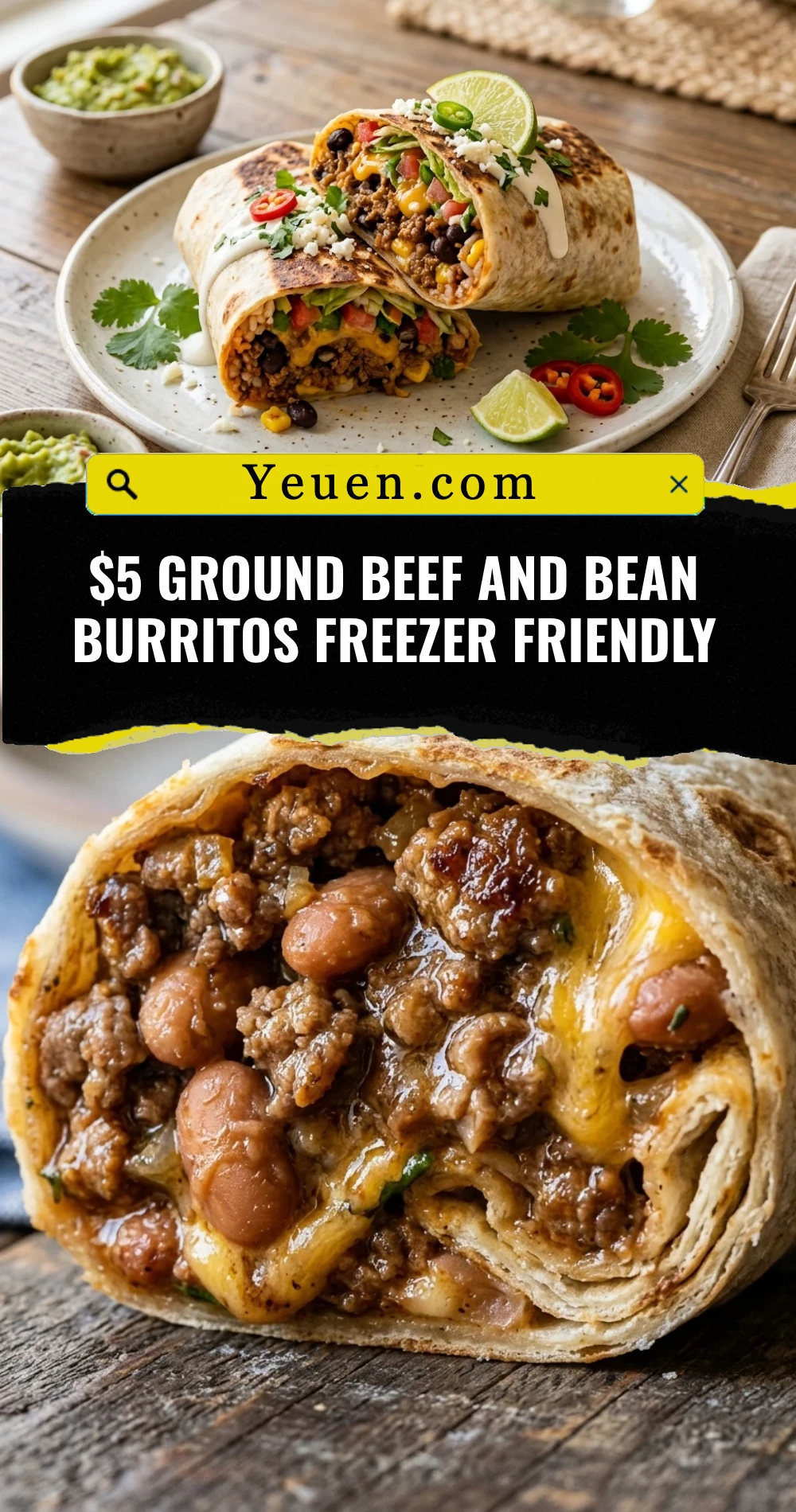 $5 Ground Beef And Bean Burritos Freezer Friendly