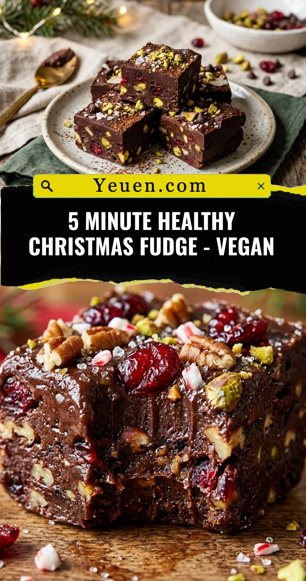 5 Minute Healthy Christmas Fudge - Vegan