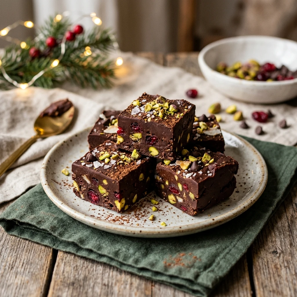 5 Minute Healthy Christmas Fudge - Vegan