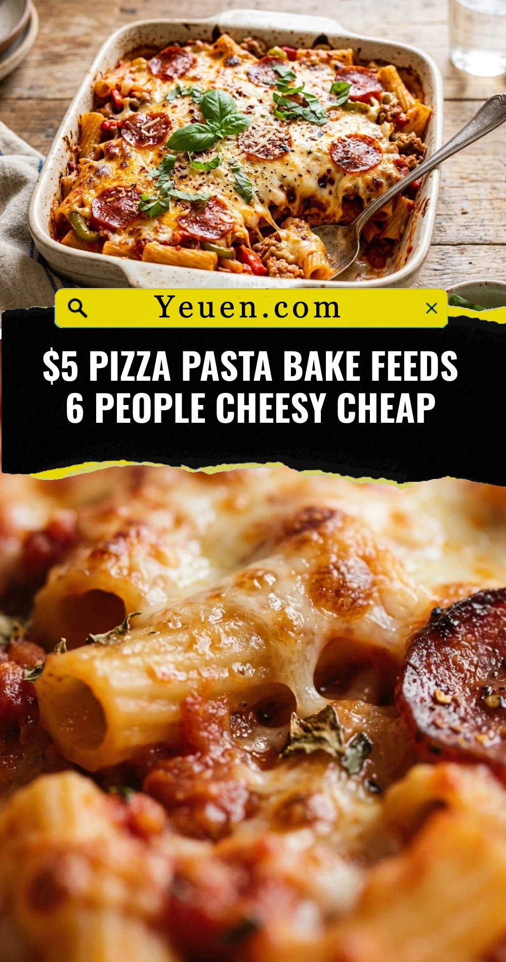 $5 Pizza Pasta Bake Feeds 6 People Cheesy Cheap