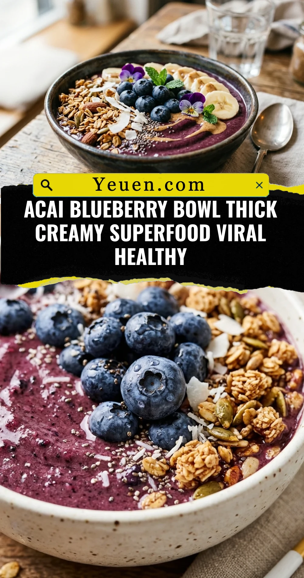 Acai Blueberry Bowl Thick Creamy Superfood Viral Healthy