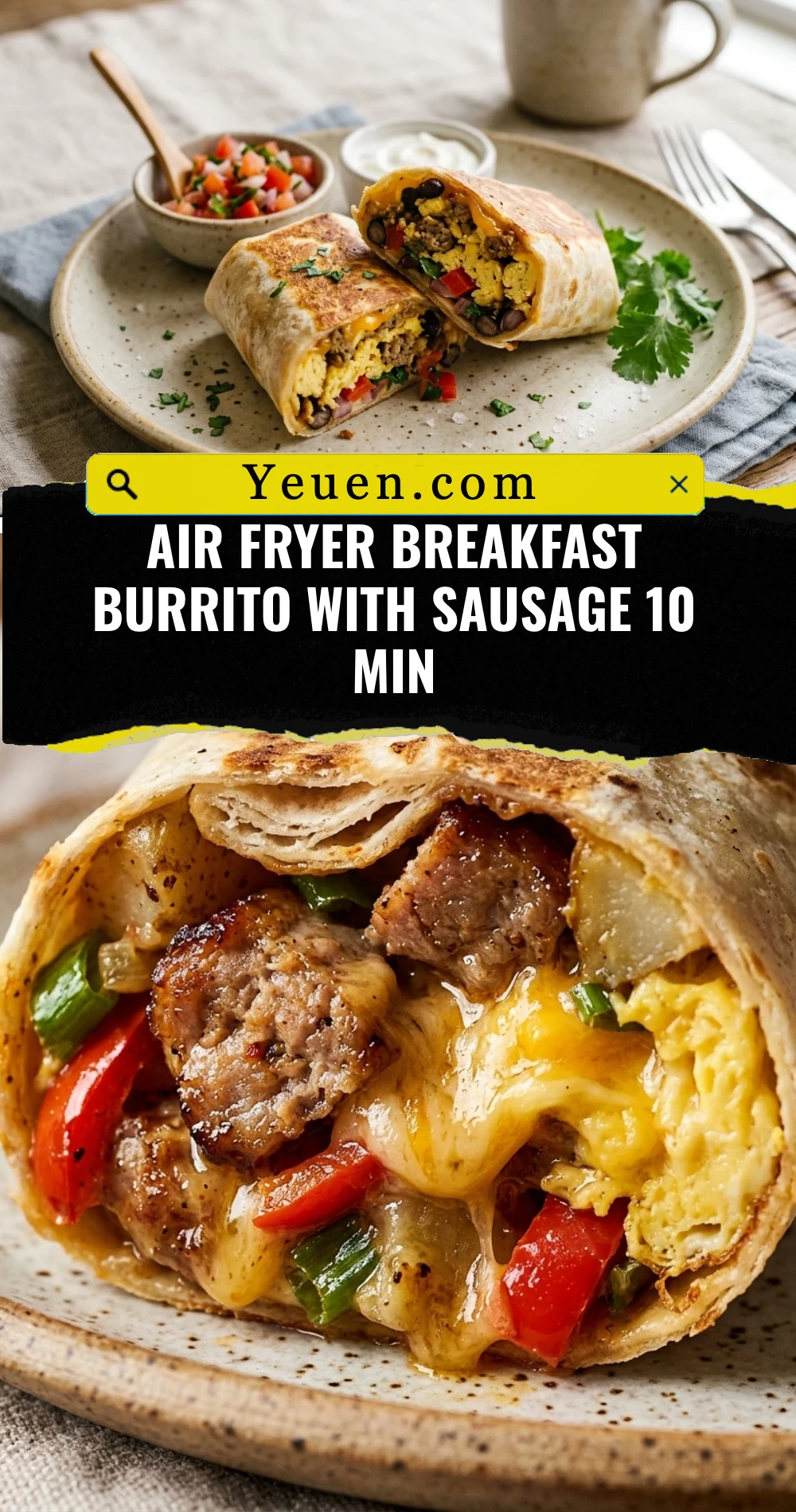 Air Fryer Breakfast Burrito With Sausage 10 Min