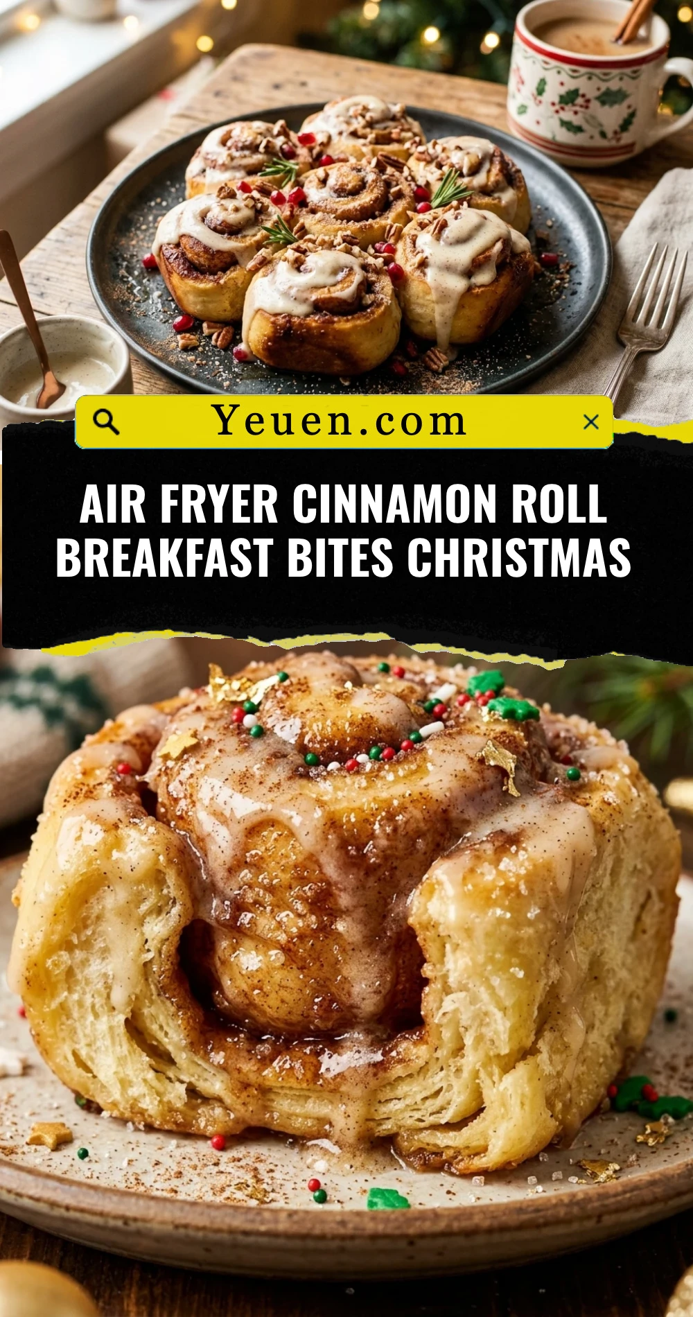 Air Fryer Cinnamon Roll Breakfast Bites Christmas
