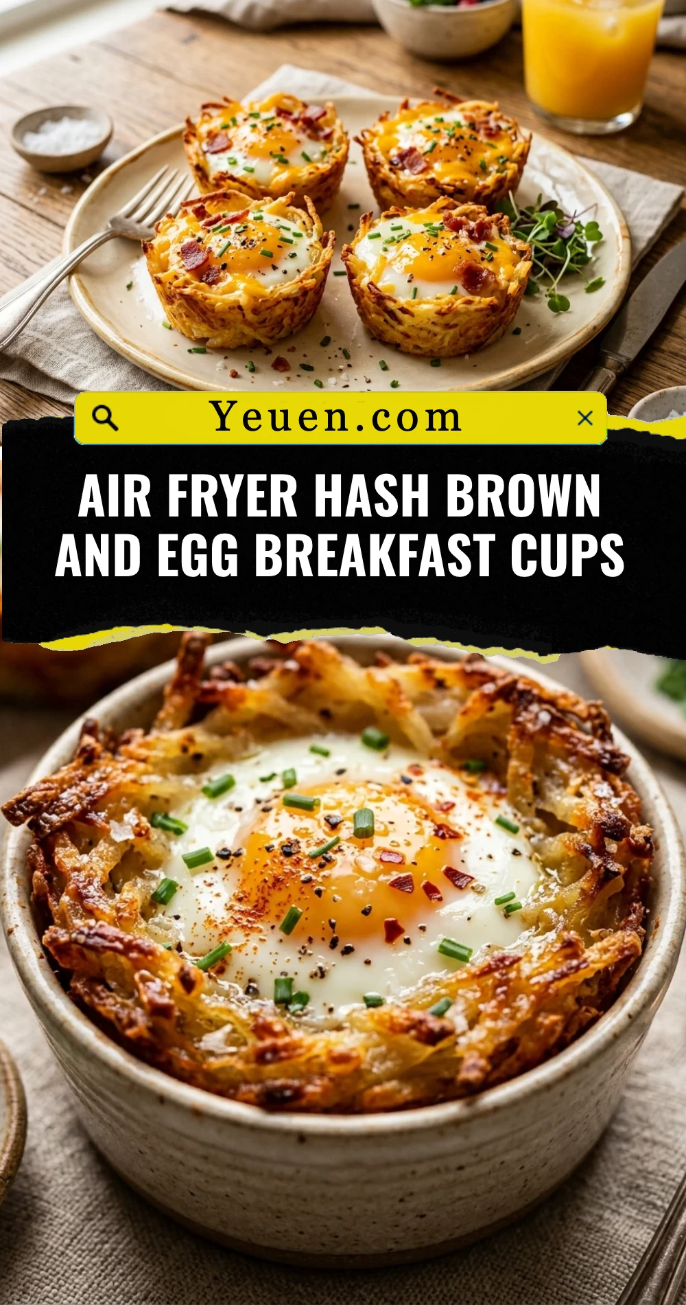 Air Fryer Hash Brown And Egg Breakfast Cups