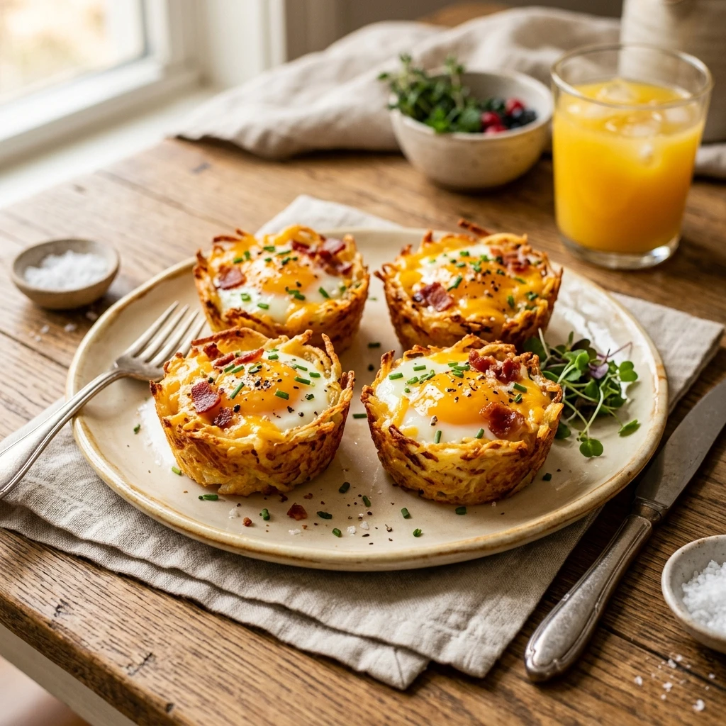 Air Fryer Hash Brown And Egg Breakfast Cups