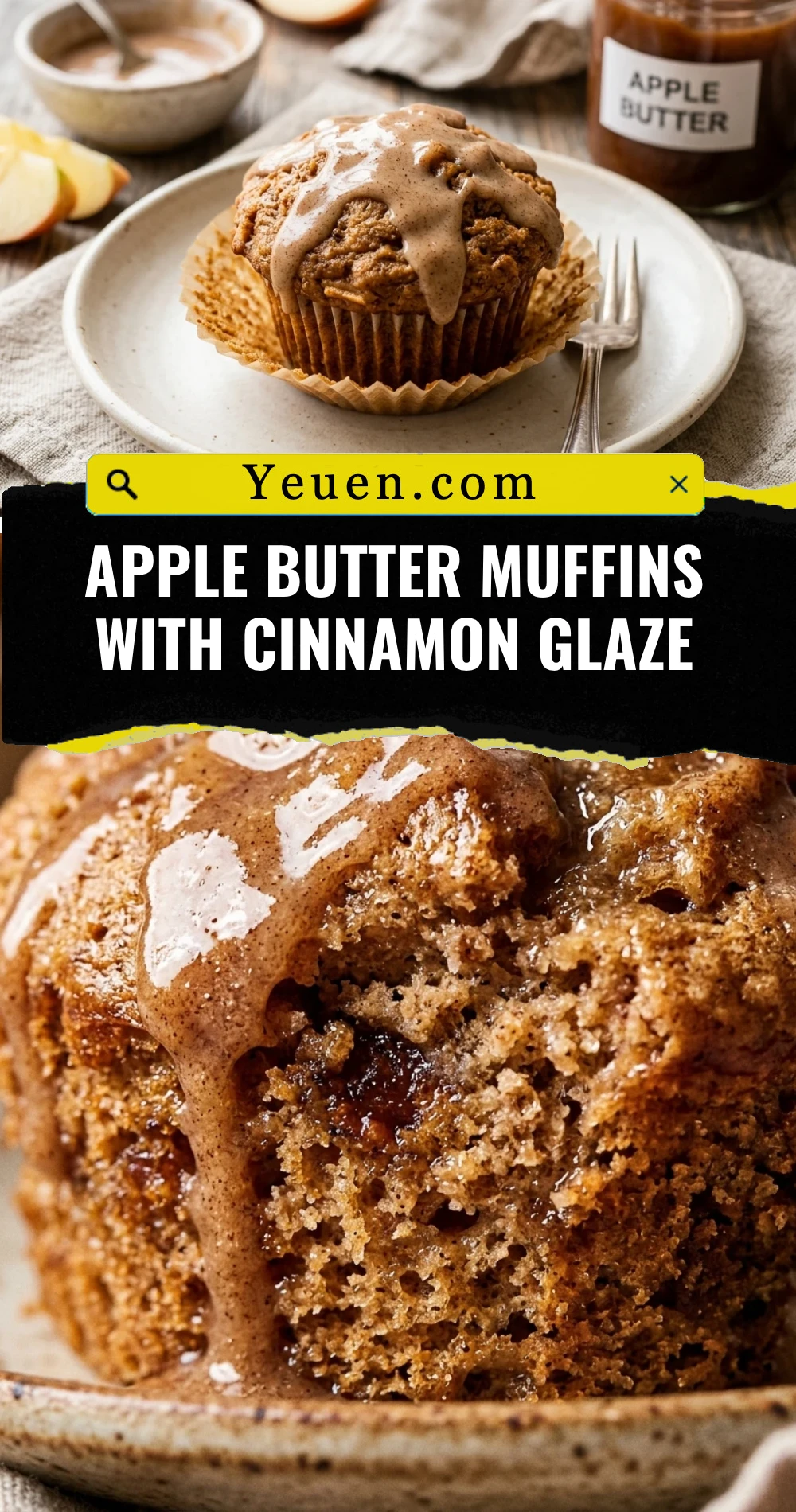 Apple Butter Muffins with Cinnamon Glaze