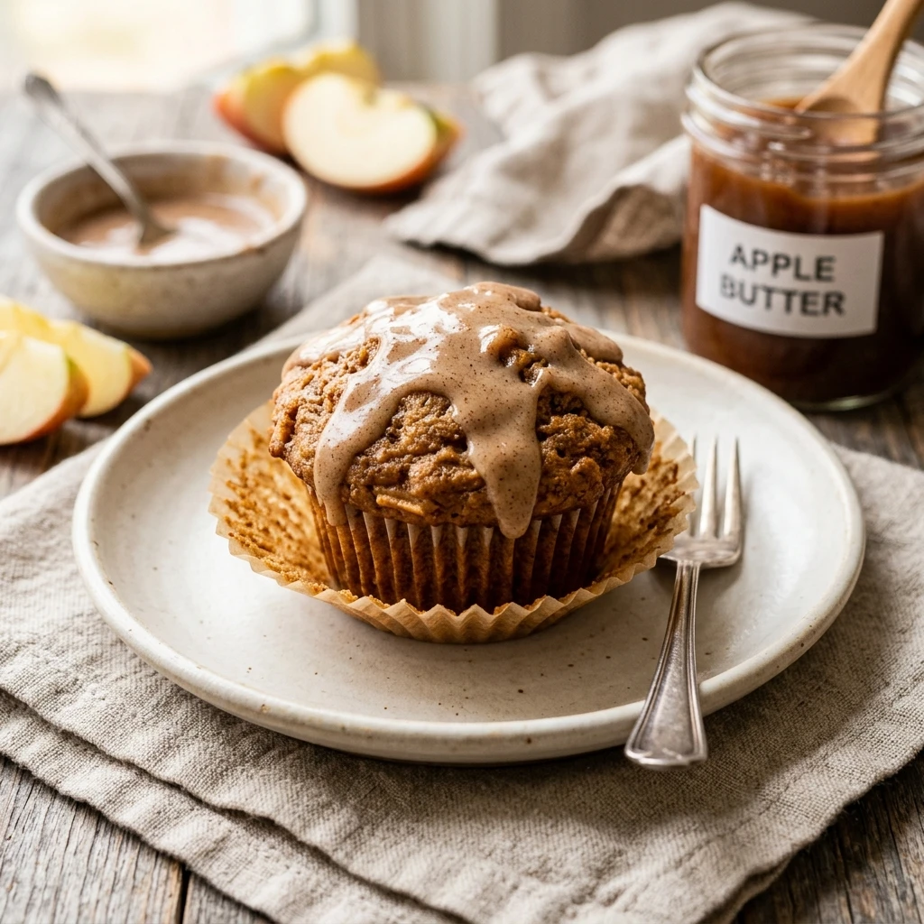 Apple Butter Muffins with Cinnamon Glaze