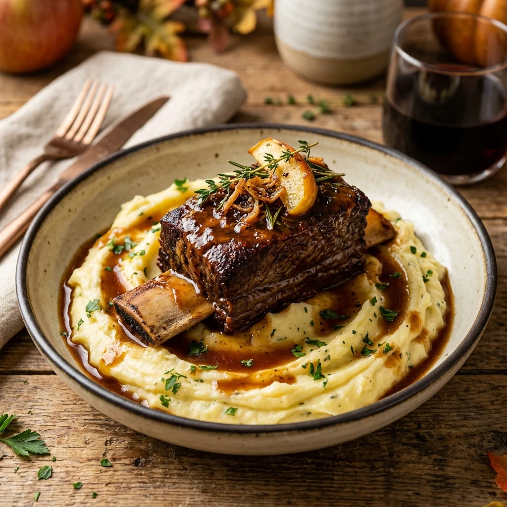 Apple Cider Braised Short Ribs With Mashed Potatoes Fall