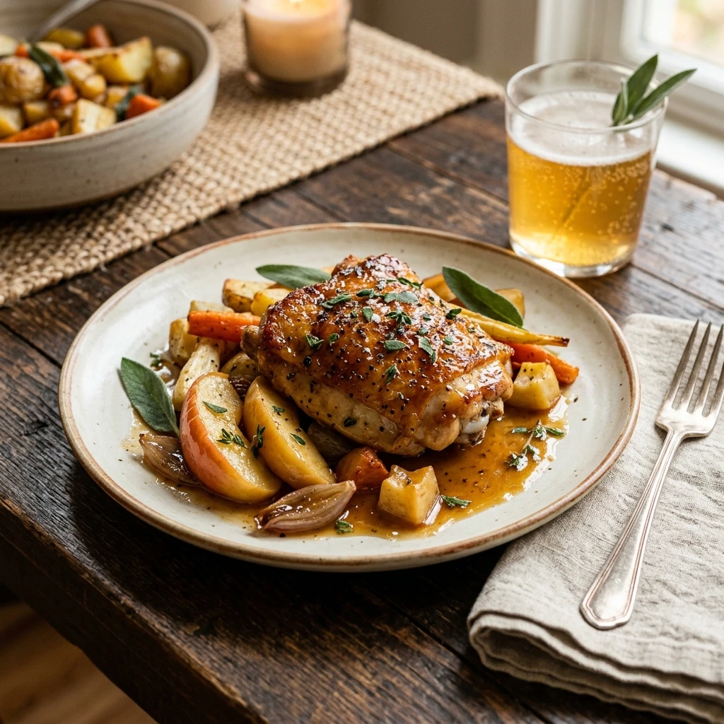 Apple Cider Glazed Chicken With Apples And Sage Fall Dinner