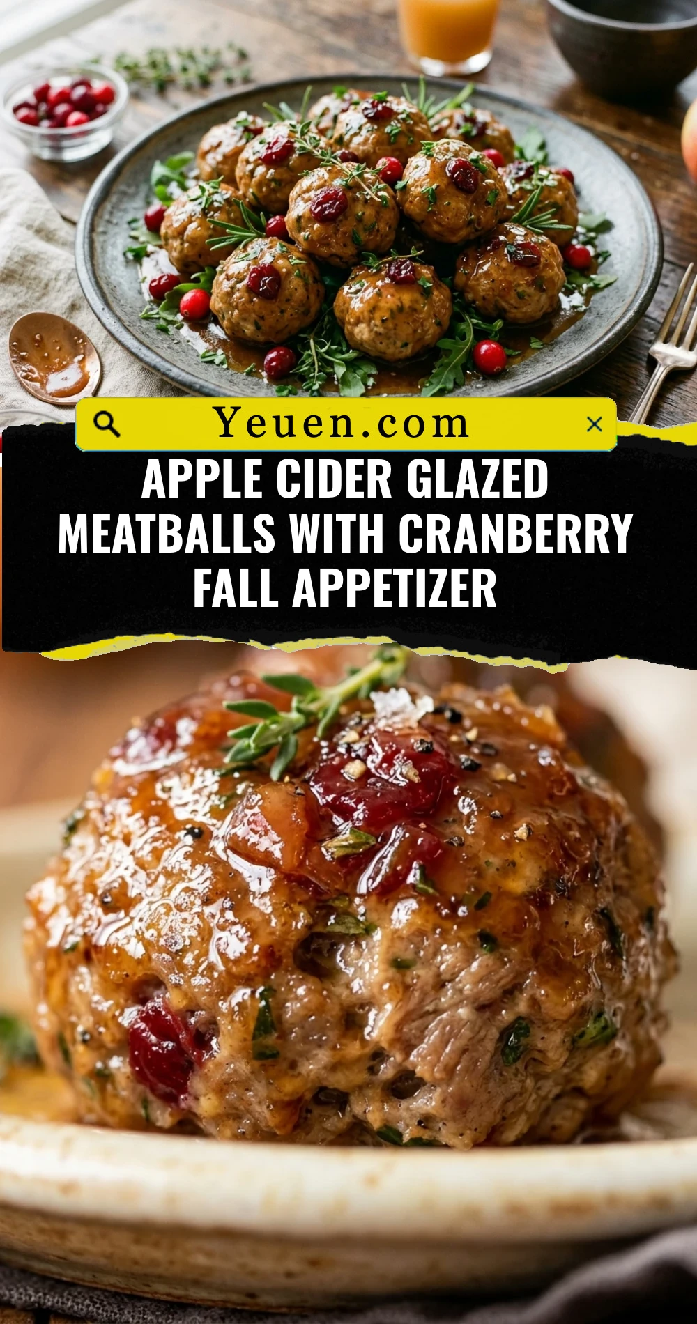 Apple Cider Glazed Meatballs With Cranberry Fall Appetizer