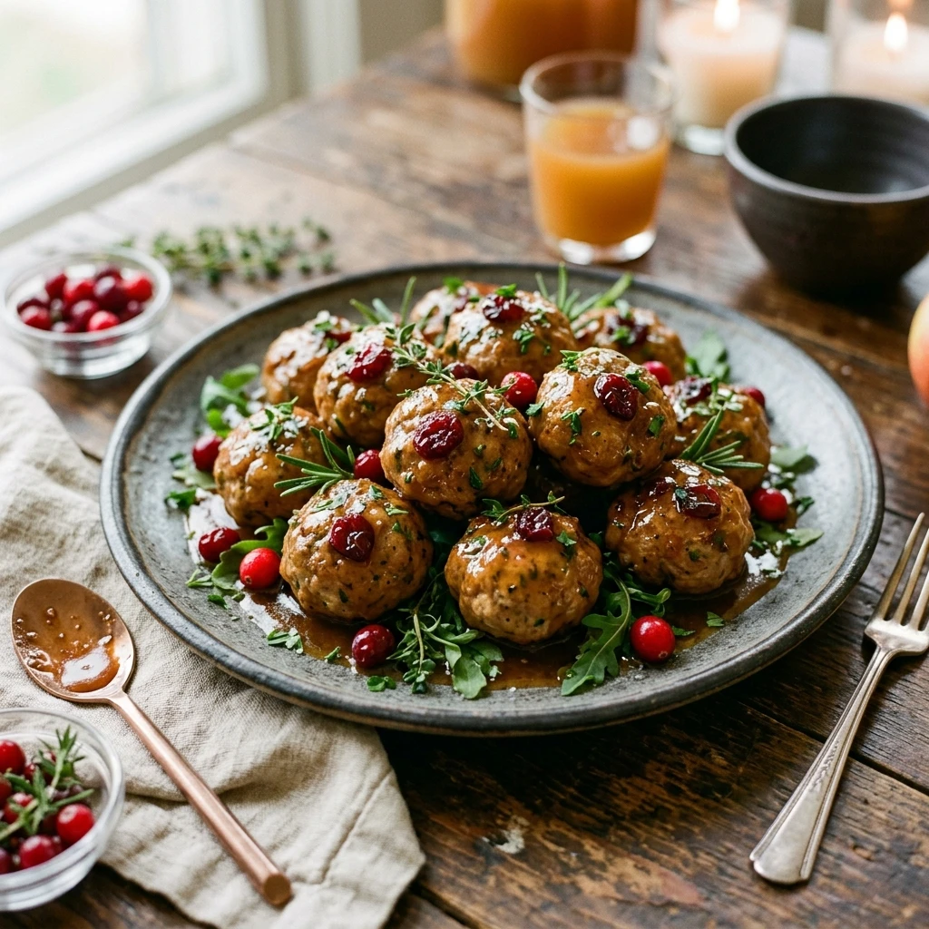 Apple Cider Glazed Meatballs With Cranberry Fall Appetizer