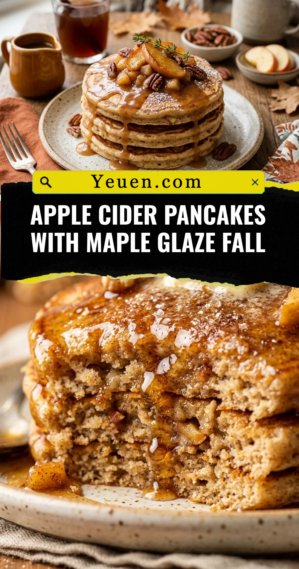 Apple Cider Pancakes With Maple Glaze Fall
