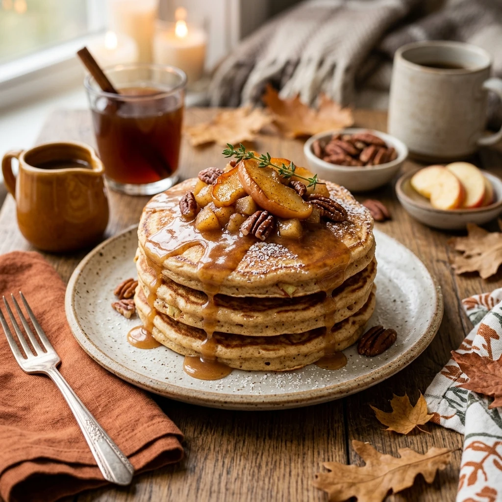 Apple Cider Pancakes With Maple Glaze Fall