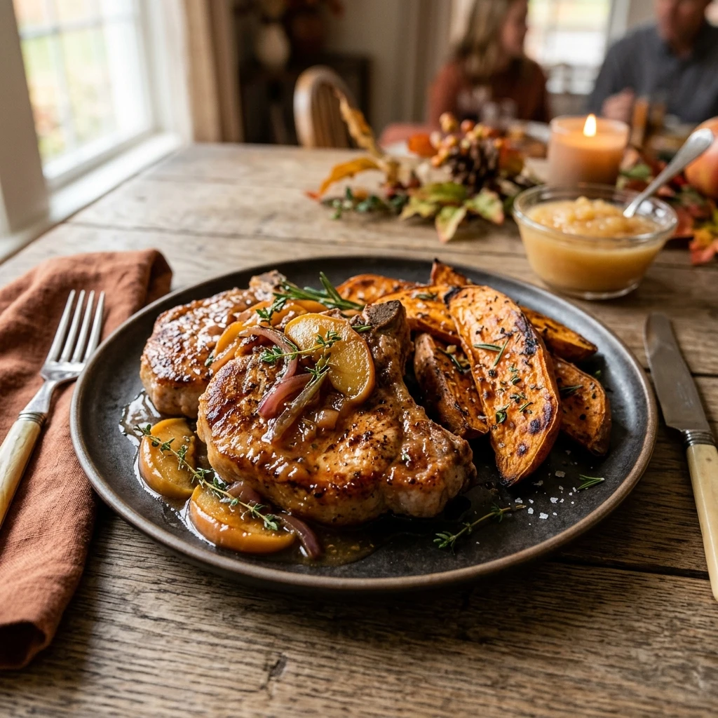 Apple Cider Pork Chops With Sweet Potatoes Fall Family Meal