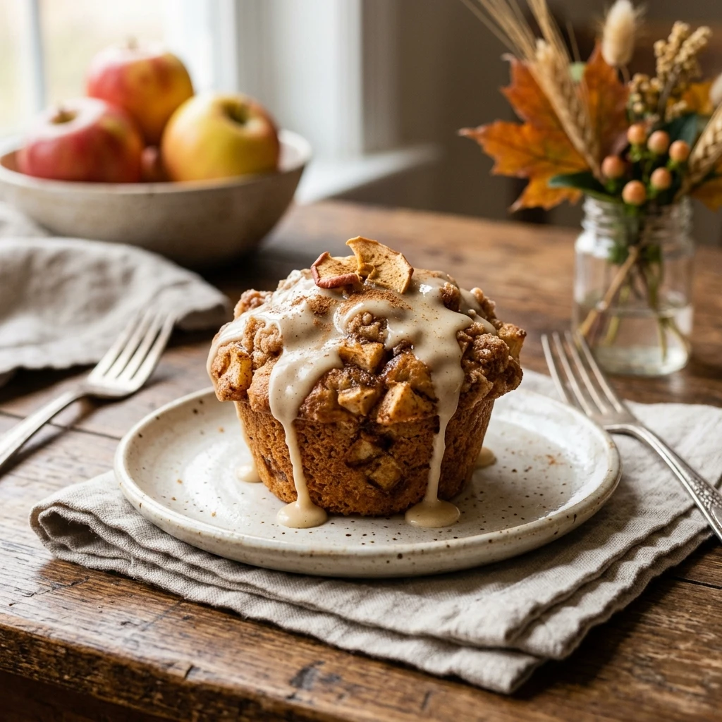 Apple Fritter Muffins With Glaze Fall