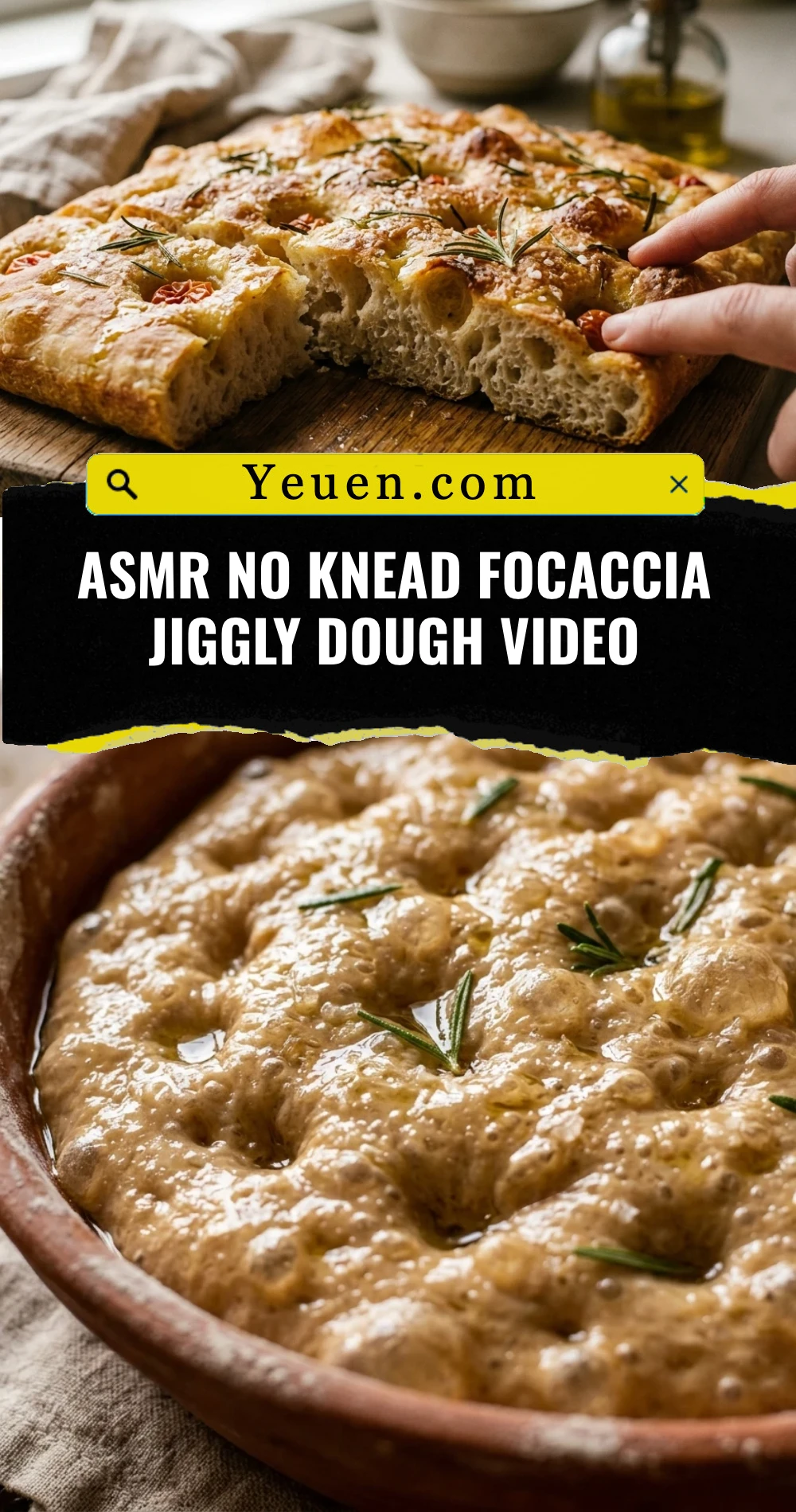 ASMR No Knead Focaccia Jiggly Dough Video