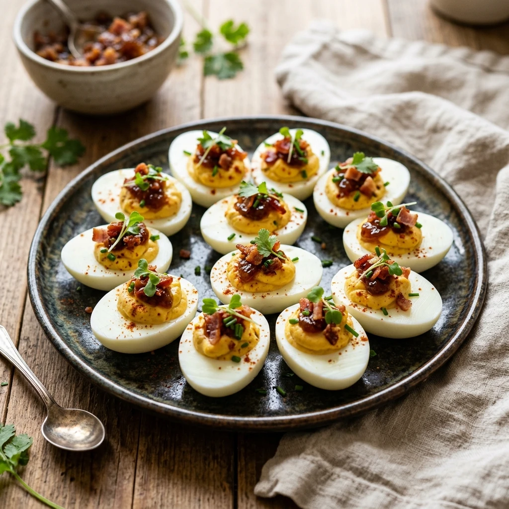 Bacon Jam Sweet Deviled Eggs