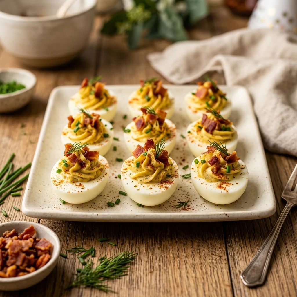 Bacon Ranch Deviled Eggs Party Hit