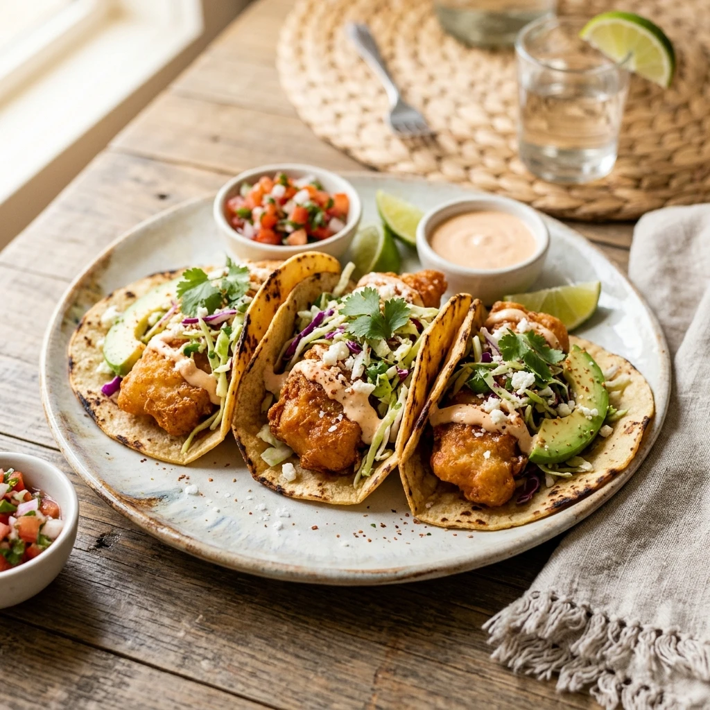 Baja Fish Tacos Crispy Easy 20 Minute Seafood Ultimate Recipe