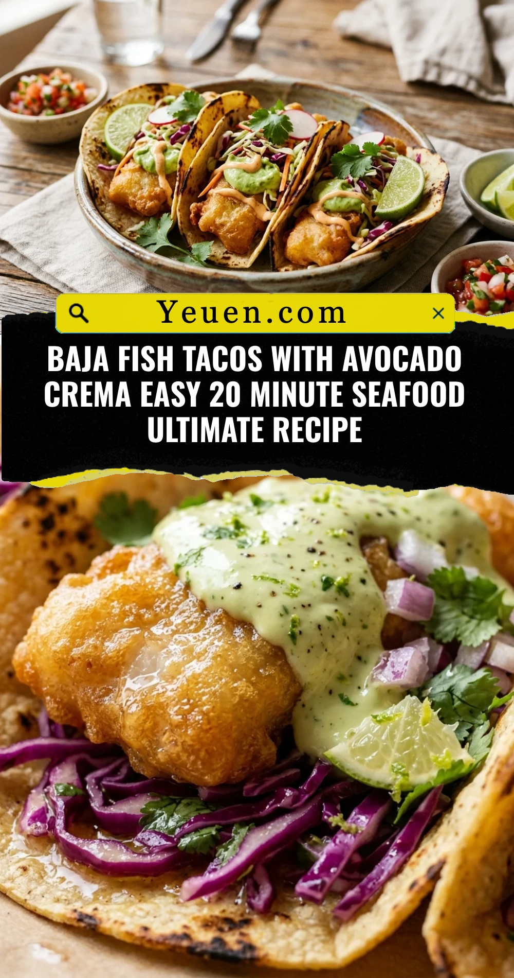 Baja Fish Tacos With Avocado Crema Easy 20 Minute Seafood Ultimate Recipe