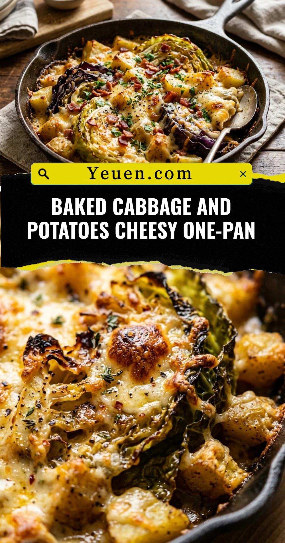 Baked Cabbage And Potatoes Cheesy One-Pan