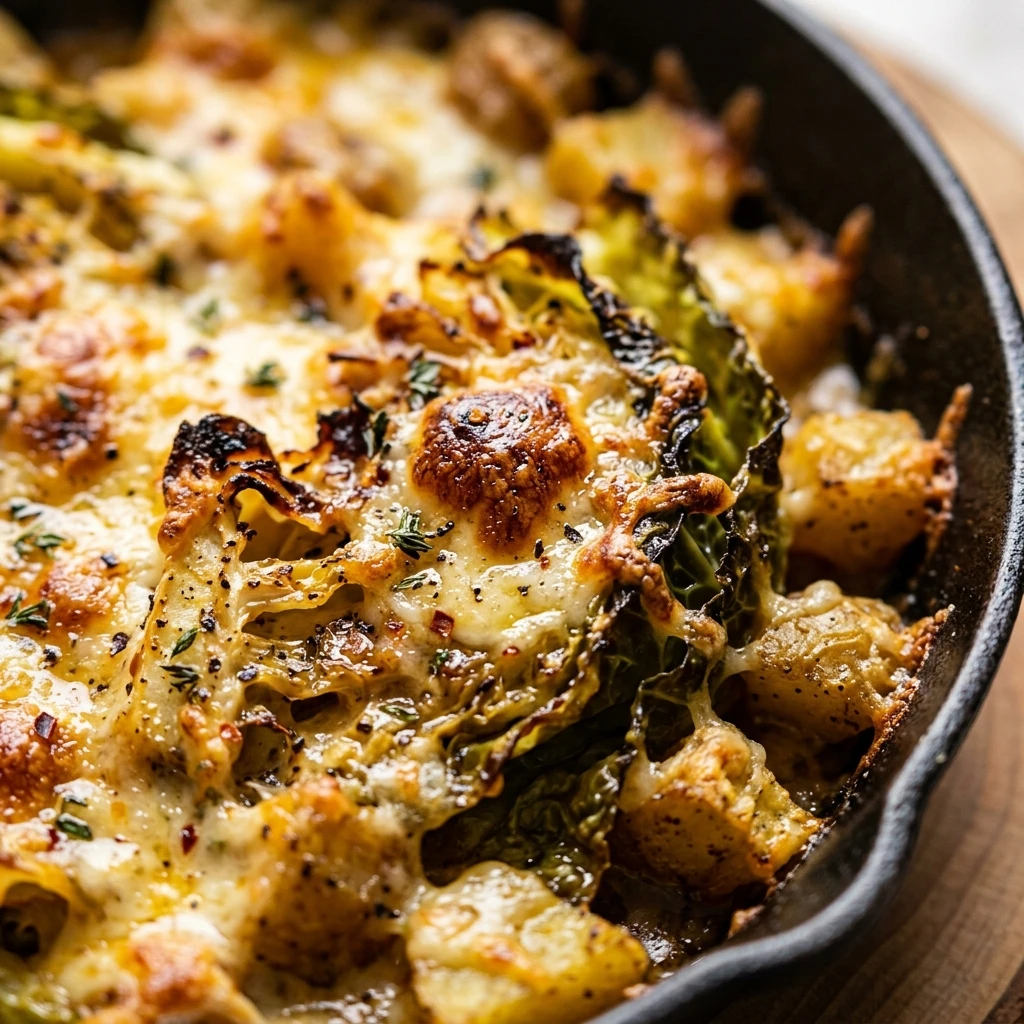 Baked Cabbage And Potatoes Cheesy One-Pan
