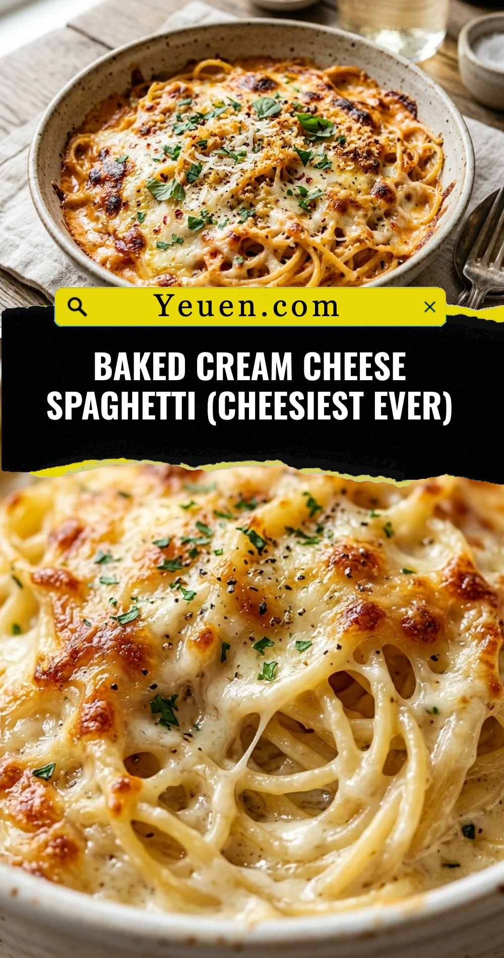 Baked Cream Cheese Spaghetti (Cheesiest Ever)