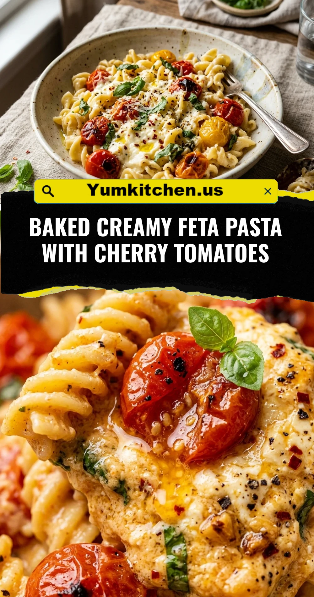 Baked Creamy Feta Pasta With Cherry Tomatoes