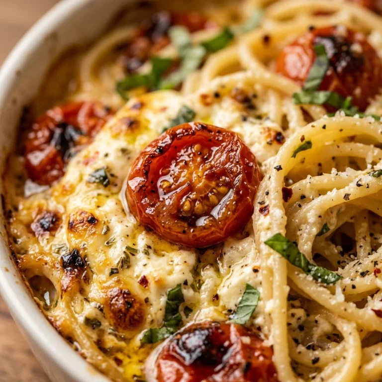 Baked Creamy Feta Pasta With Cherry Tomatoes