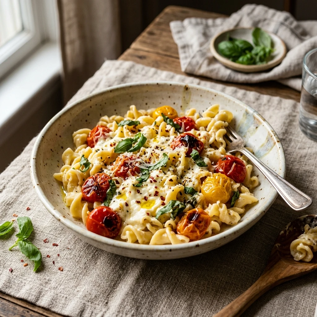 Baked Creamy Feta Pasta With Cherry Tomatoes