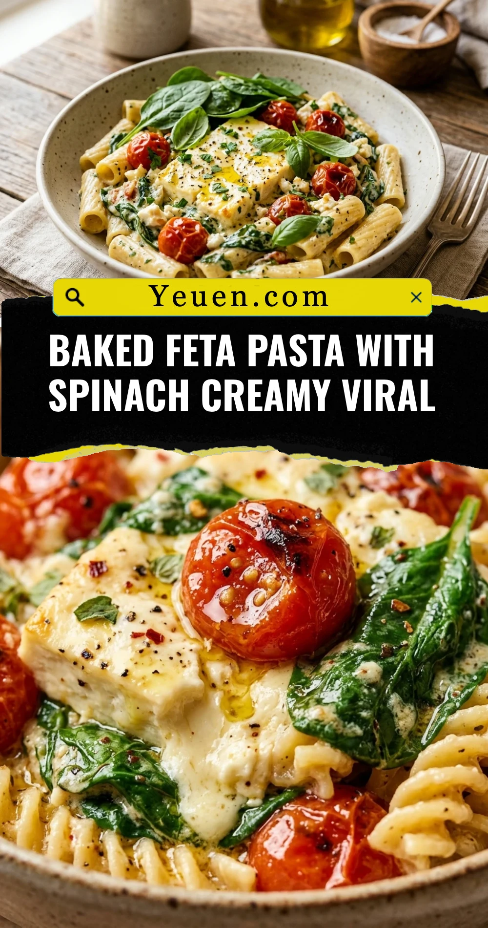 Baked Feta Pasta With Spinach Creamy Viral