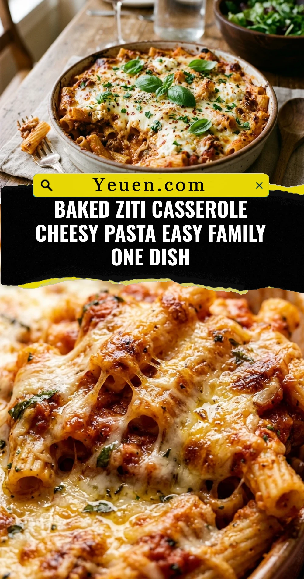 Baked Ziti Casserole Cheesy Pasta Easy Family One Dish