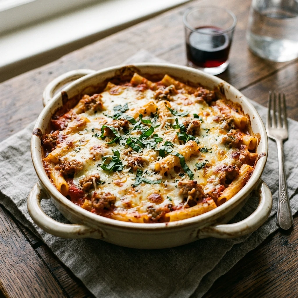 Baked Ziti Casserole With Sausage Pasta