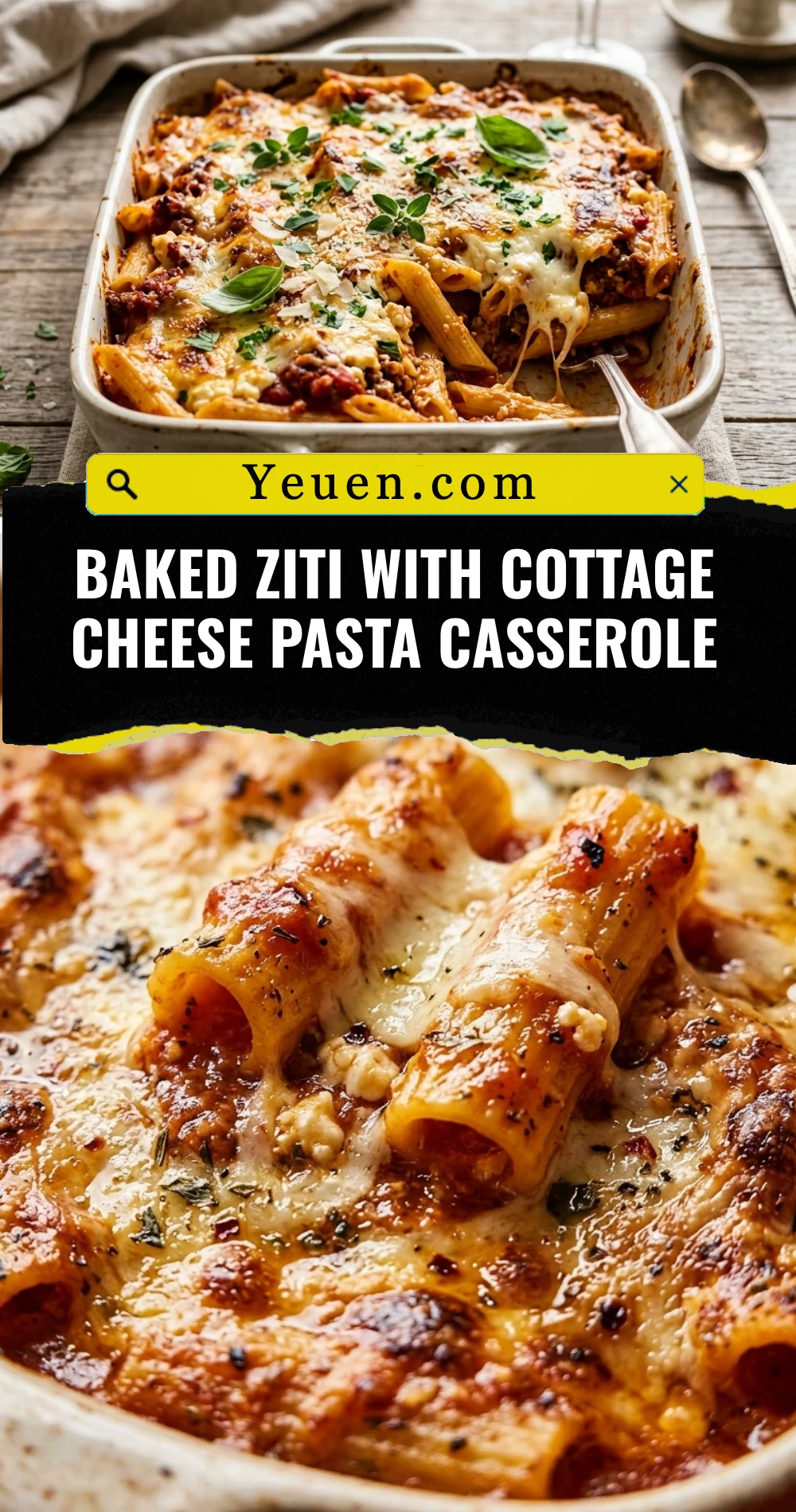 Baked Ziti With Cottage Cheese Pasta Casserole