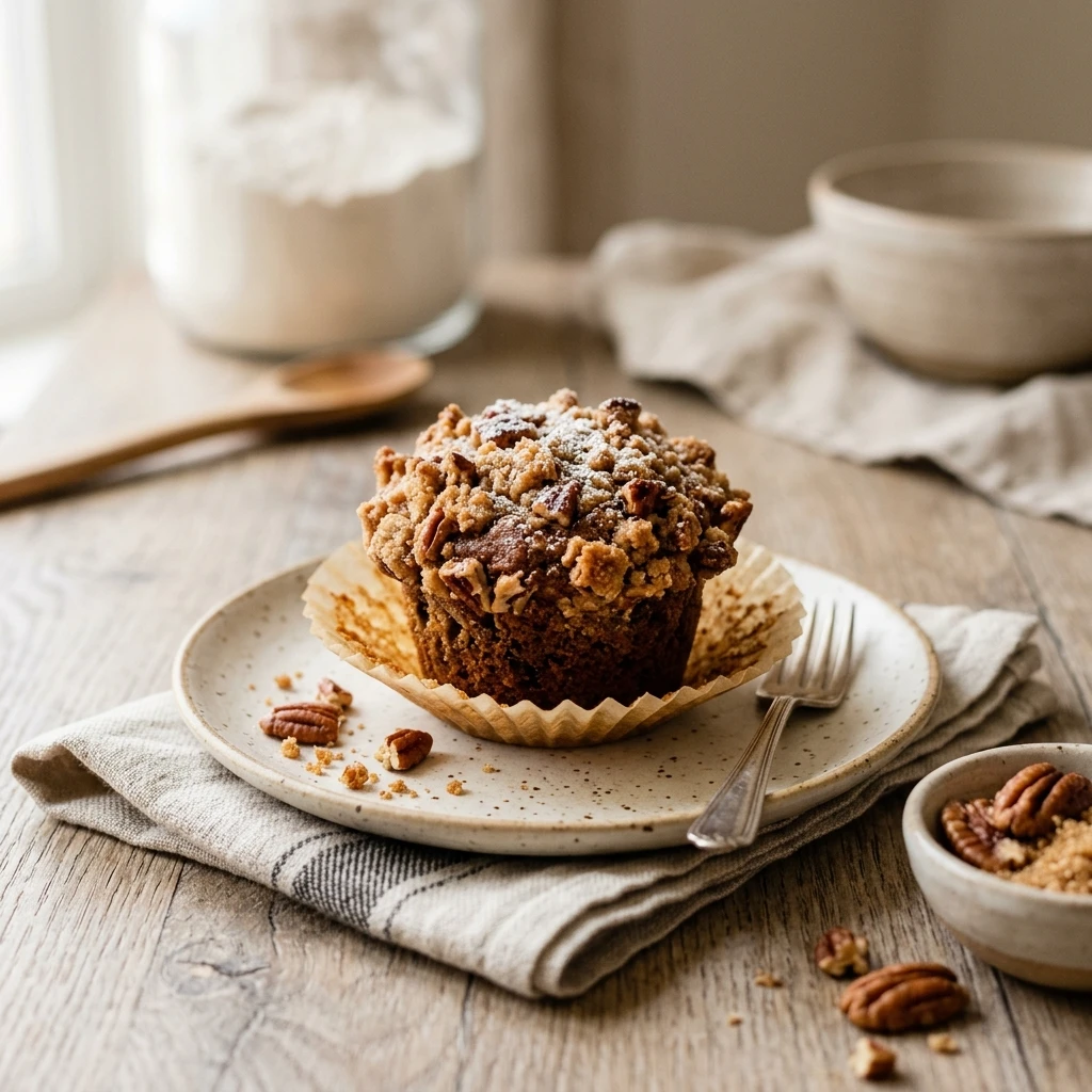 Bakery Pecan Muffin Streusel Crumb Easy Homemade Breakfast