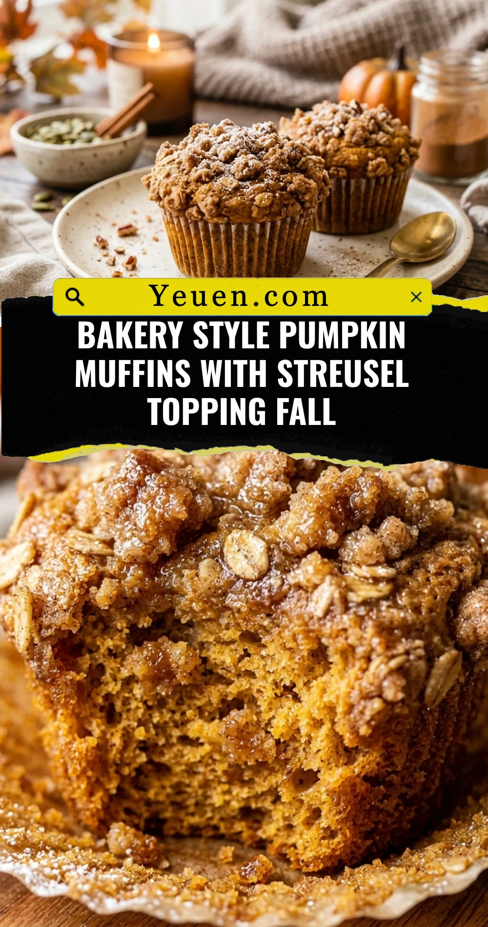 Bakery Style Pumpkin Muffins With Streusel Topping Fall